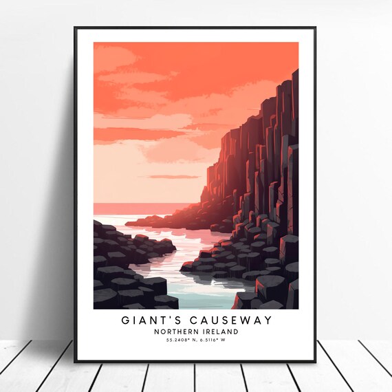 Giants Causeway Print Poster Abstract Wall Minimalist Art Dcor