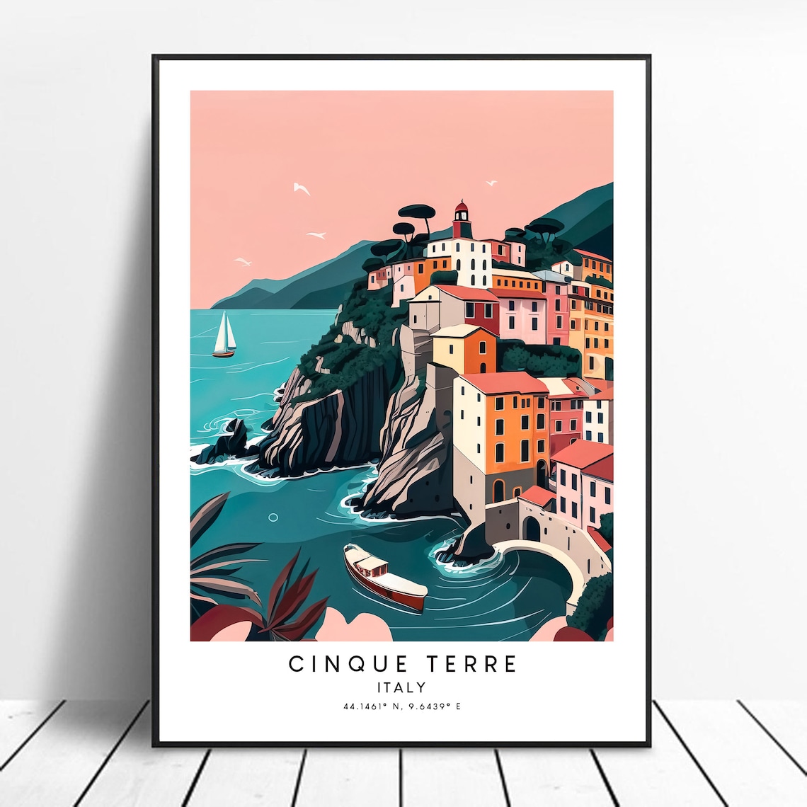 Cinque Terre Minimalist Travel Poster, Travel Poster