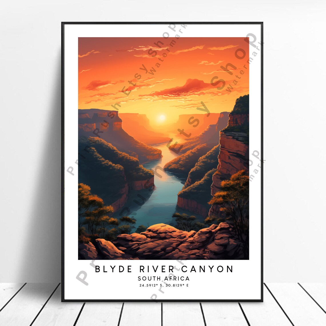 Scenic Blyde River Canyon South Africa Sunset Art Travel Poster