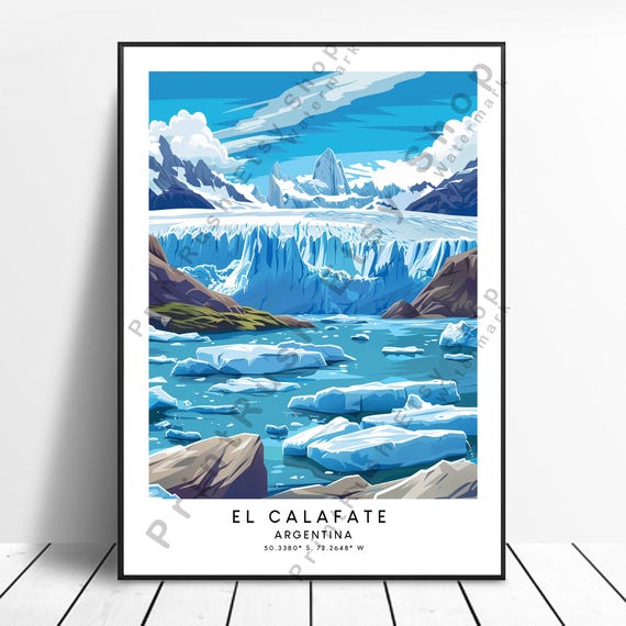 El Calafate Travel Print Poster Argentina Home Dcor Wall Hanging Colourful Art Gift