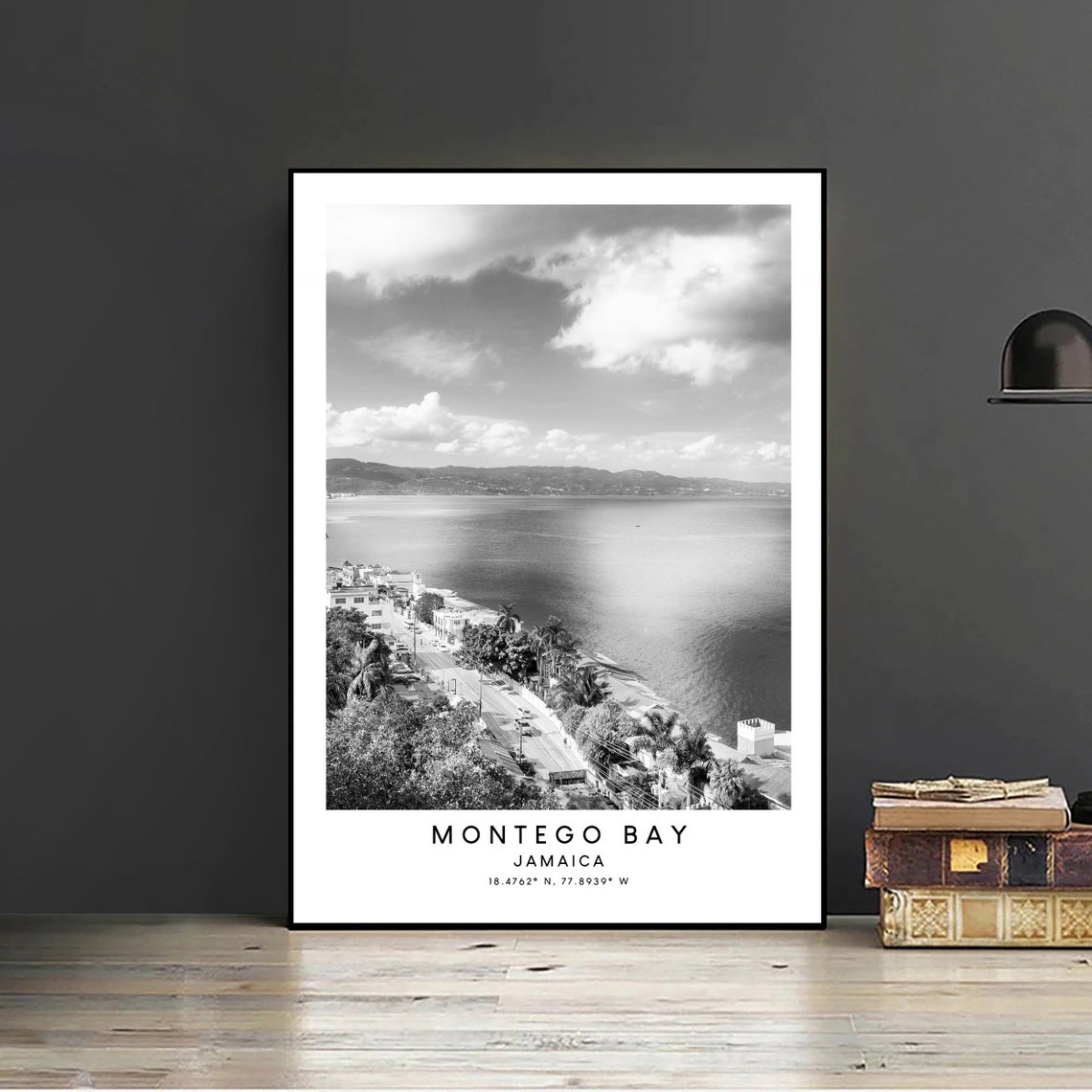 Montego Bay Coordinates, Minimalist Black and White Art Print - Image 2