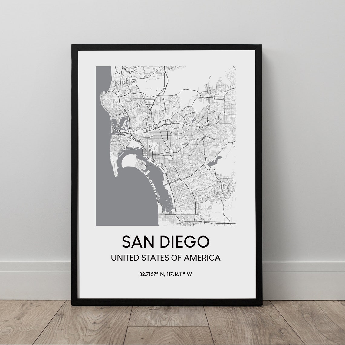 San Diego Map Print, City Travel Poster