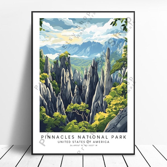 Pinnacles National Park California Rock Spires Travel Poster