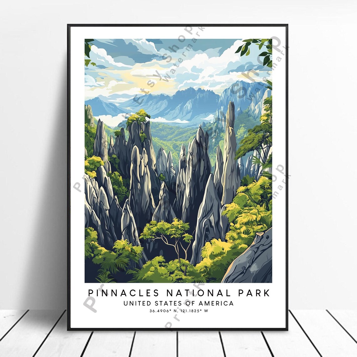 Pinnacles National Park California Rock Spires Travel Poster