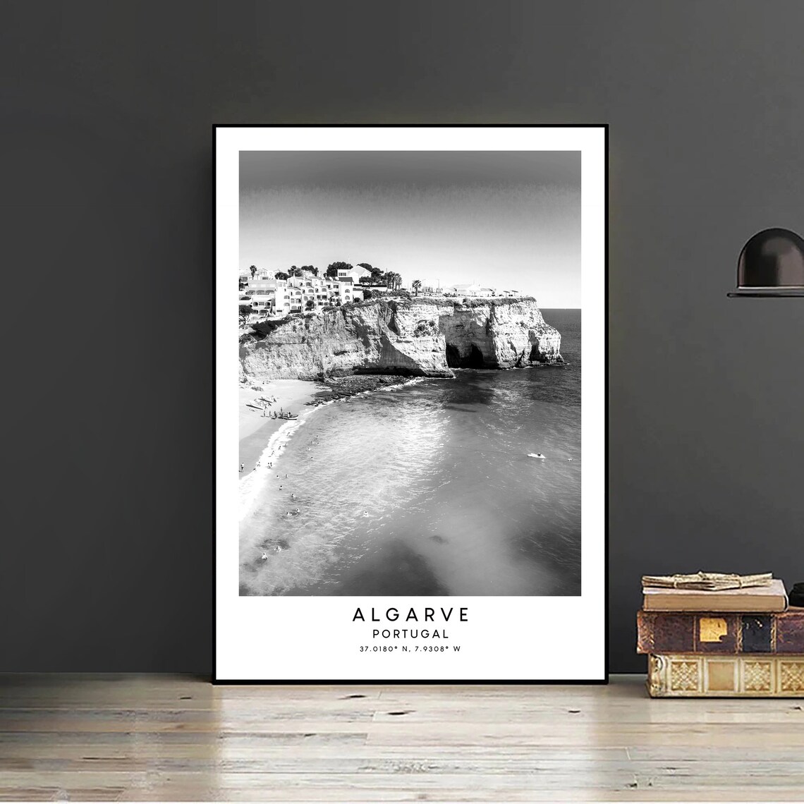 Algarve Portugal Travel Poster, Black and White - Image 2