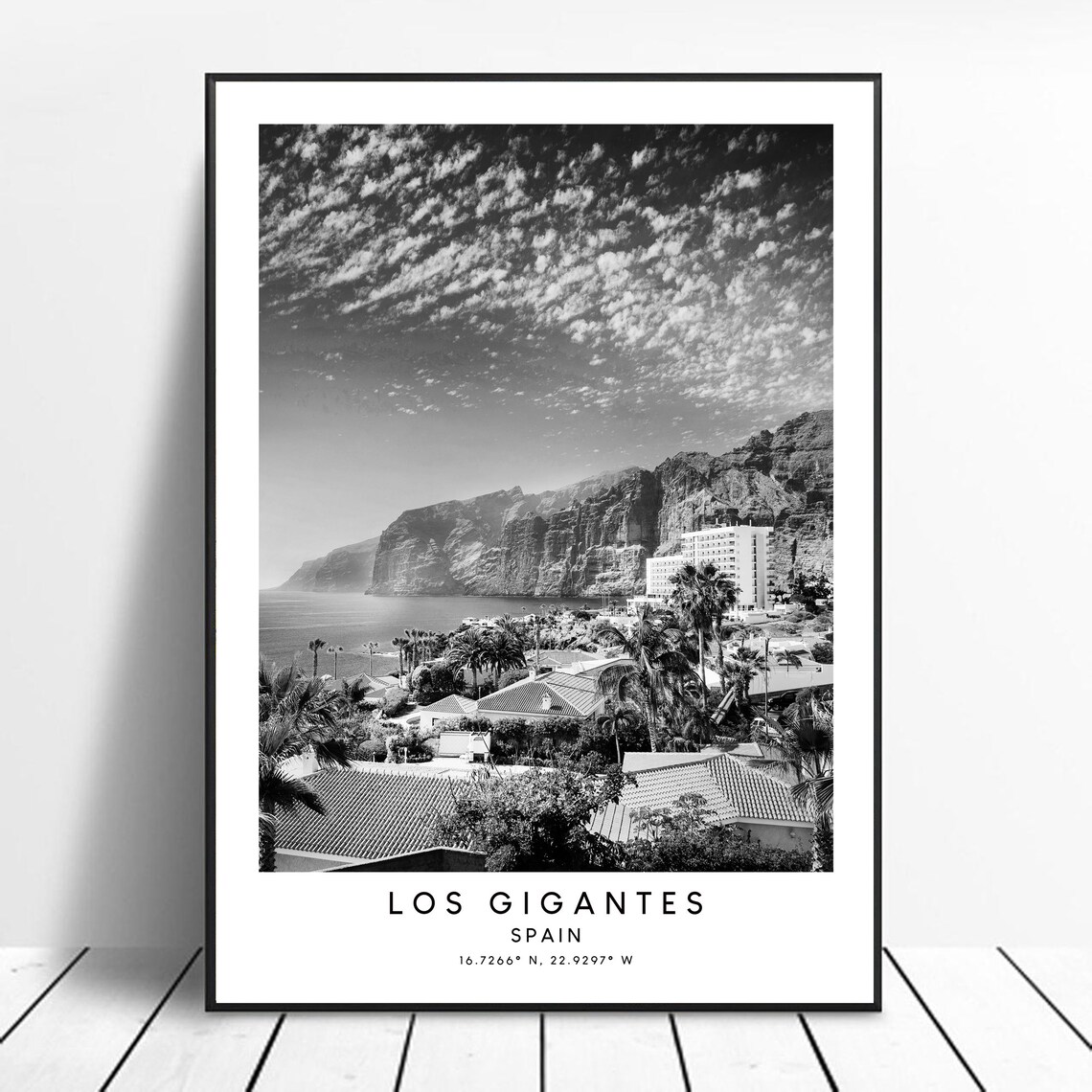 Acantilados De Los Gigantes Black And White Travel Poster