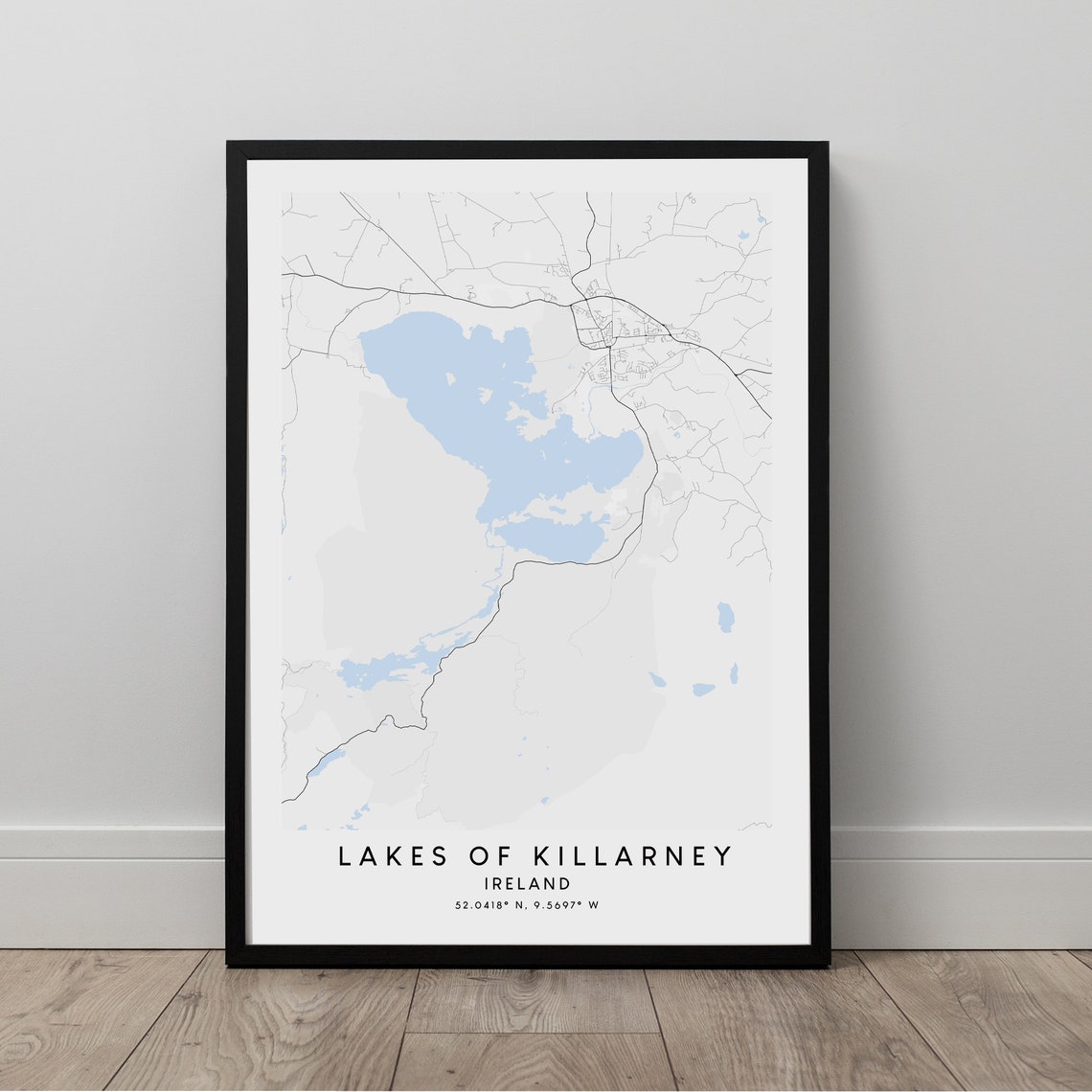 Lakes Of Killarney Ireland Minimalist Map With Coordinates Poster