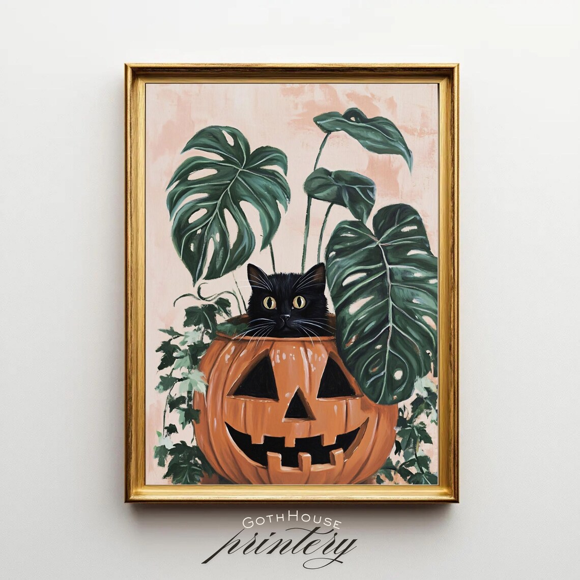 Gothic Black Cat Pumpkin Spooky Halloween Poster