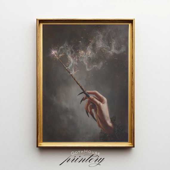 Mystical Magic Wand Hand, Gothic Fantasy Art Print