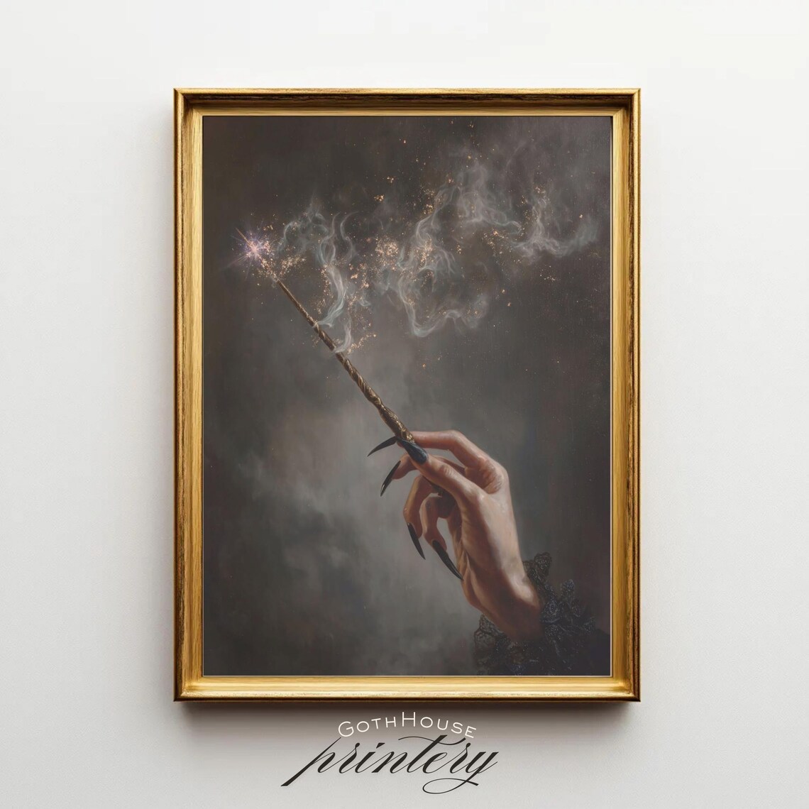 Mystical Magic Wand Hand, Gothic Fantasy Art Print