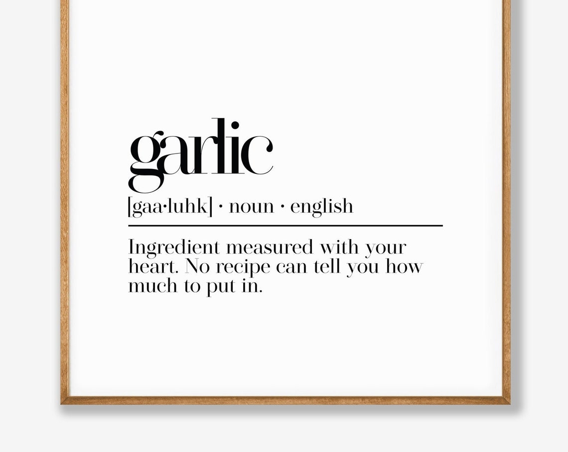 Garlic Funny Cooking Dictionary Definition Kitchen Wall Poster