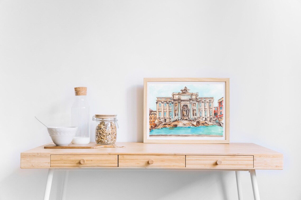 Trevi Fountain Watercolor Travel Poster, Rome - Image 3