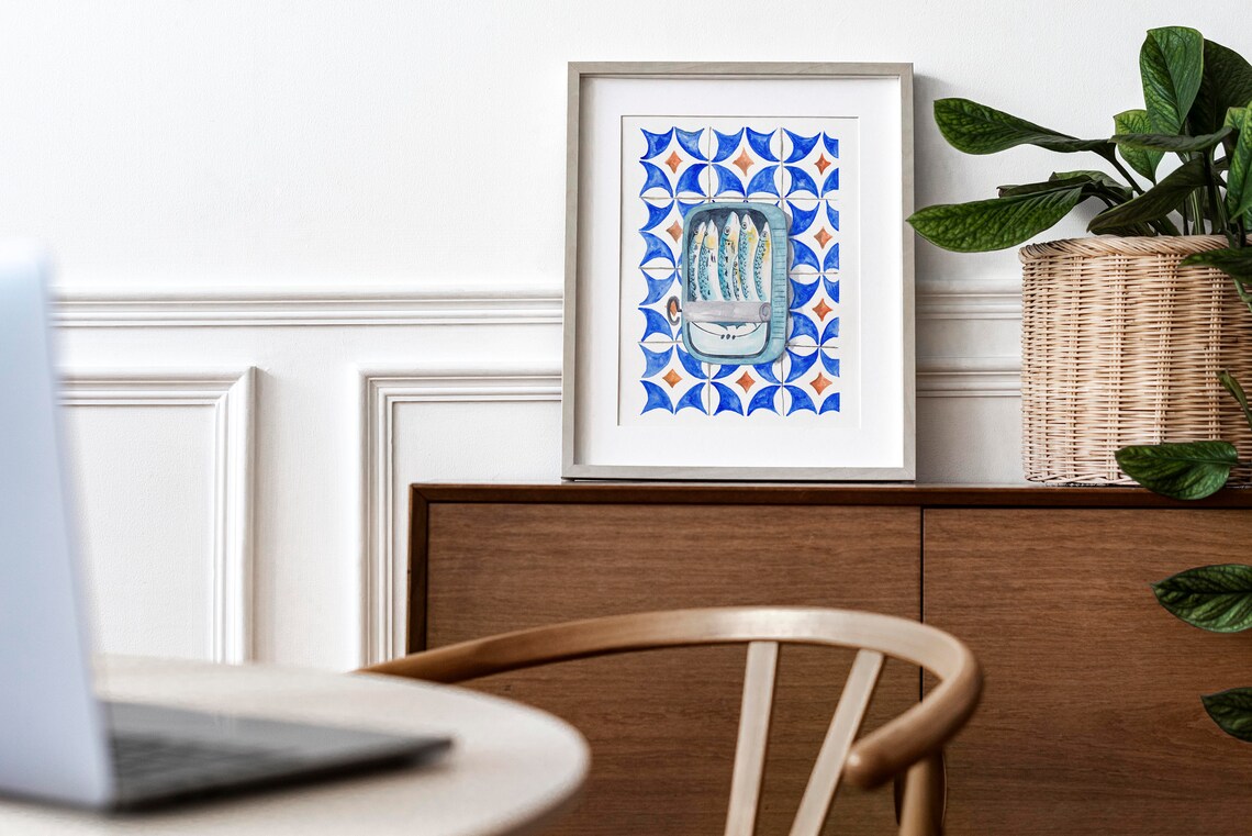 Sardines Portuguese Tile Art, Vintage Kitchen Poster - Image 2
