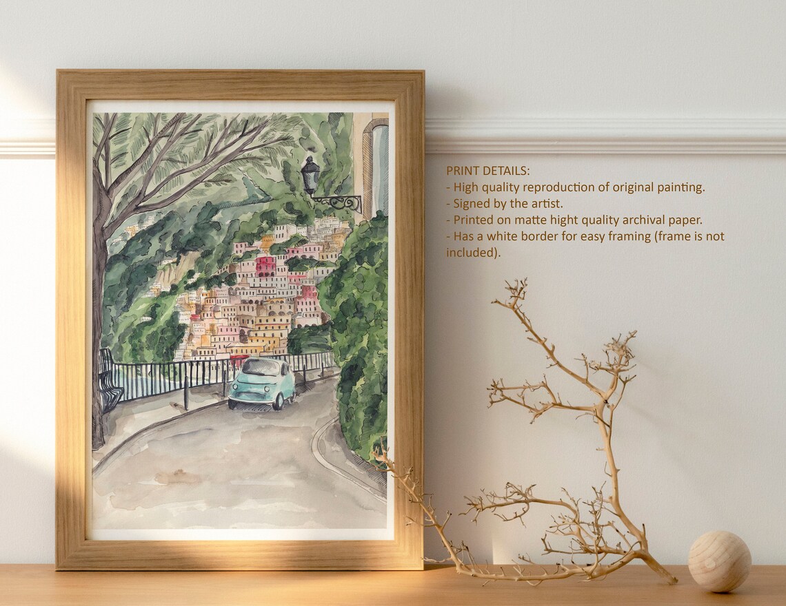Positano Amalfi Coast Travel Poster, Italy Cityscape - Image 4