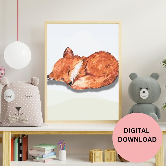 Gift For Baby Shower Woodland Fox Print Kids Room Decor Cute Animal Print Nursery Wall Art Fox Lover Decor Poster Gift For Baby Room