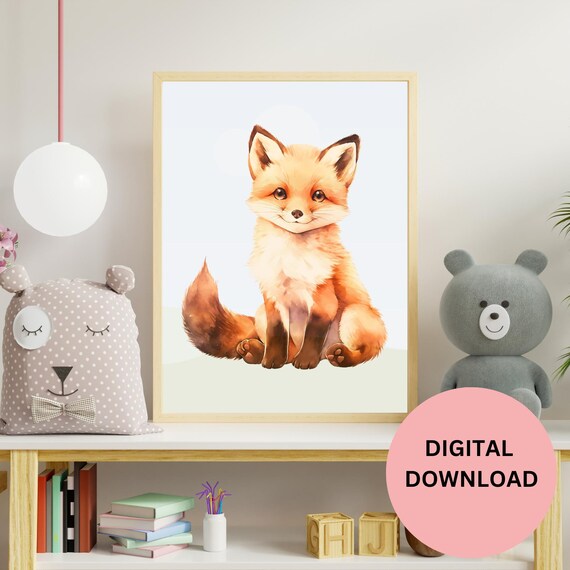 Gift For Fox Lover Cute Fox Wall Art Print Nursery Room Decor Minimalist Animal Print Woodland Bedroom Art Kids Gift For Baby Shower