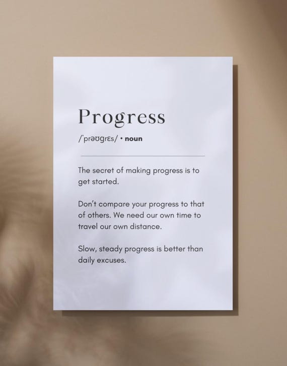 Progress Definition Dictionary Print Definition Print Gift For Student Making Progress Minimalist Personal Growth