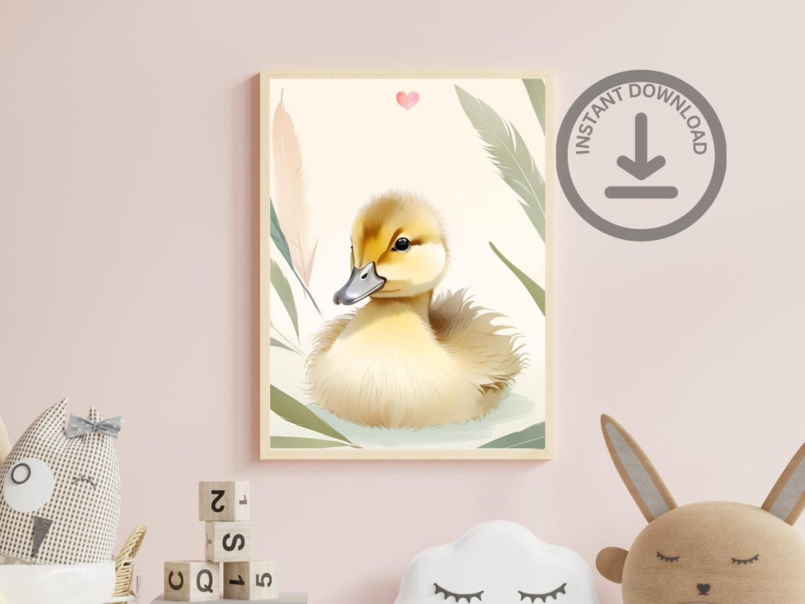 Adorable Nursery Wall Art Baby Duckling Portrait Gift For New Parents Baby Shower Present Gender Neutral Animal Print For Kids Room