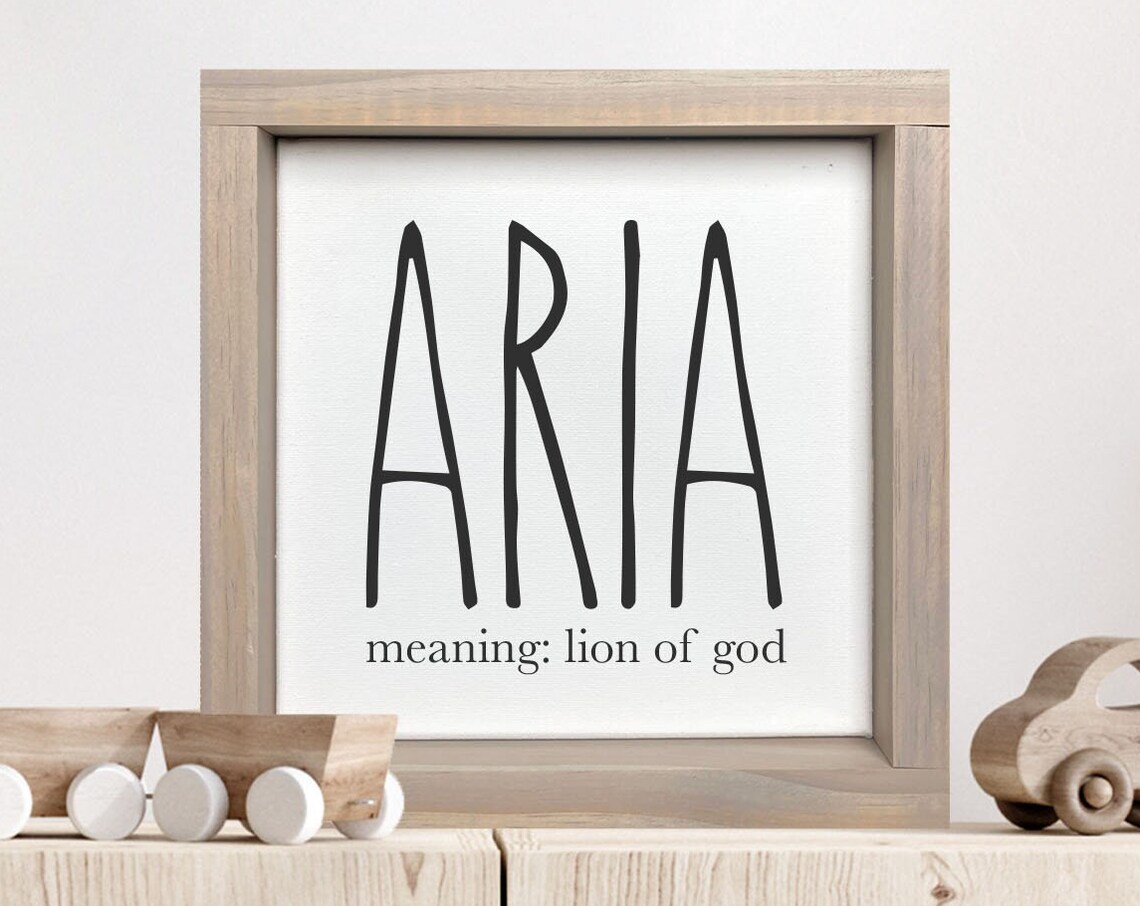 Aria Baby Name Meaning Lion Of God Stylish Modern Nursery Wall Poster