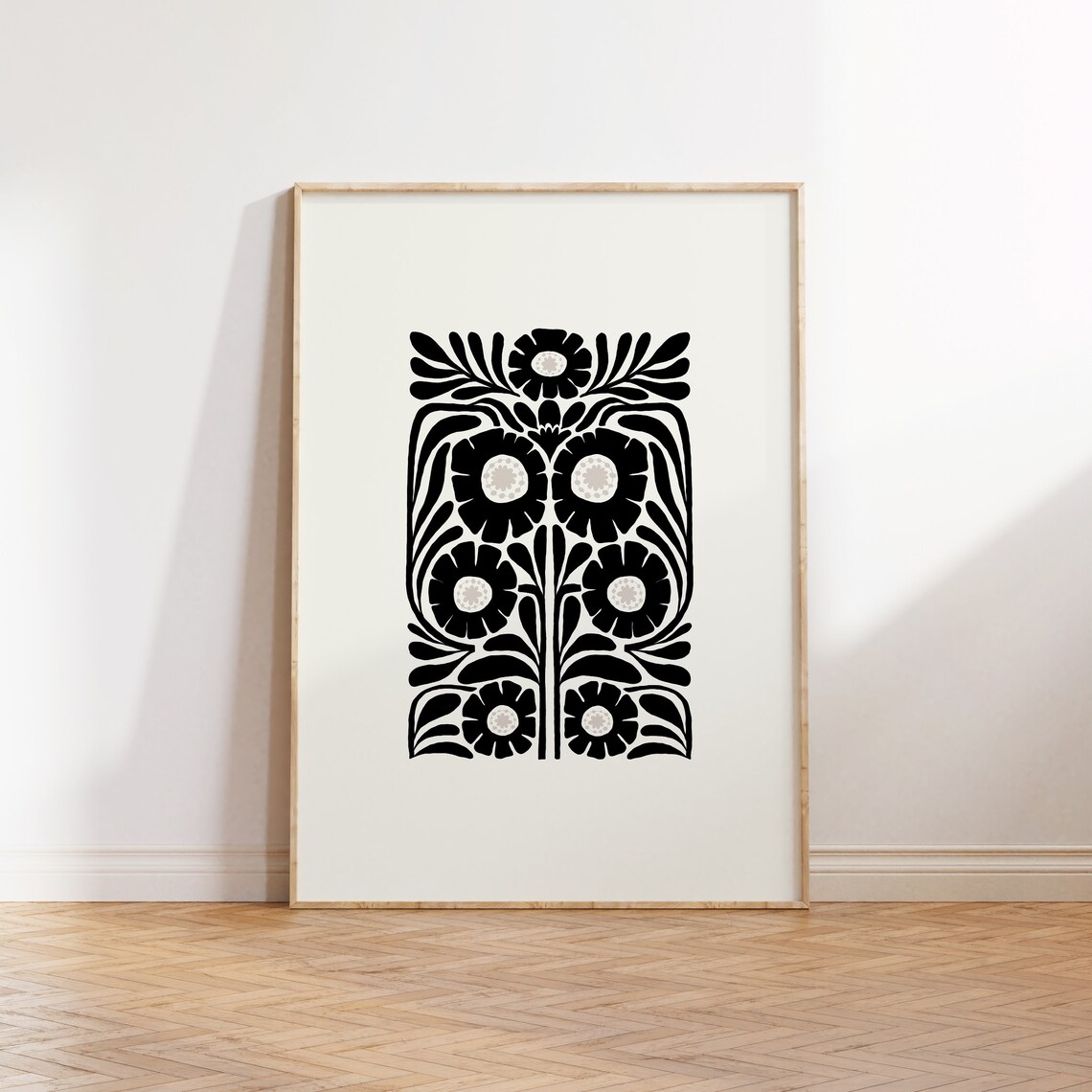 Dark Flowers Abstract Black And White Botanical Art Print