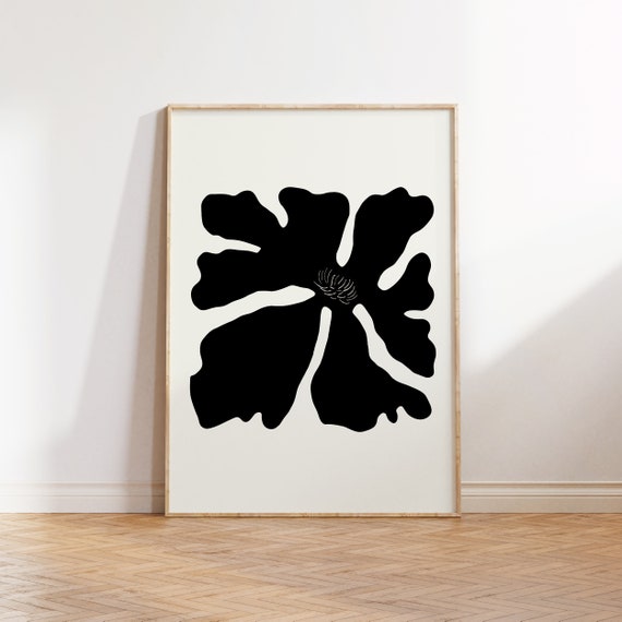 Abstract Dark Flowers Botanical Wall Art Print
