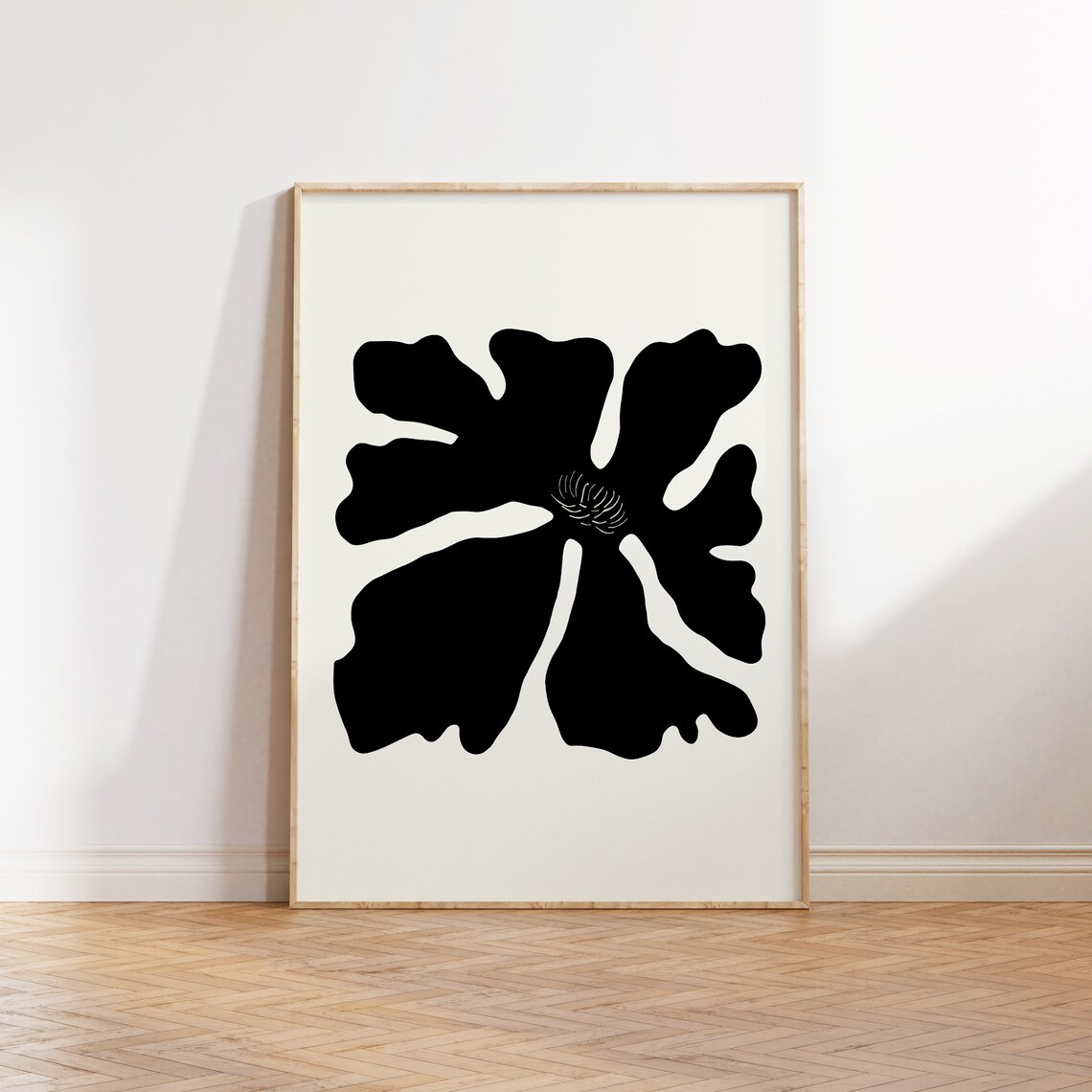 Abstract Dark Flowers Botanical Wall Art Print