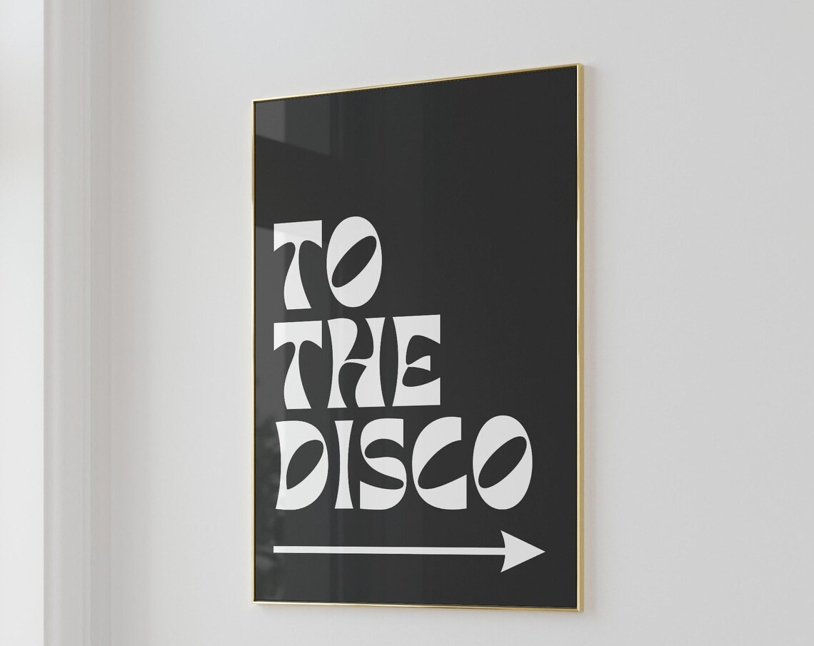 Disco Ball Typography Poster, Groovy Mirror Ball