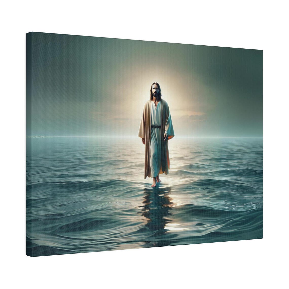 Jesus Walking On Water Sunrise Ocean Christian Faith Wall Poster