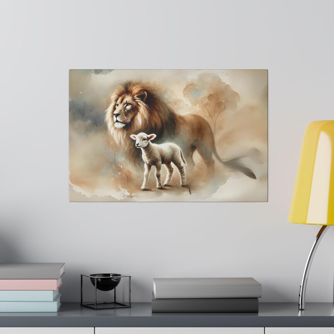 The Lion And The Lamb Watercolor Christian Art Wall Decor Poster - Image 3