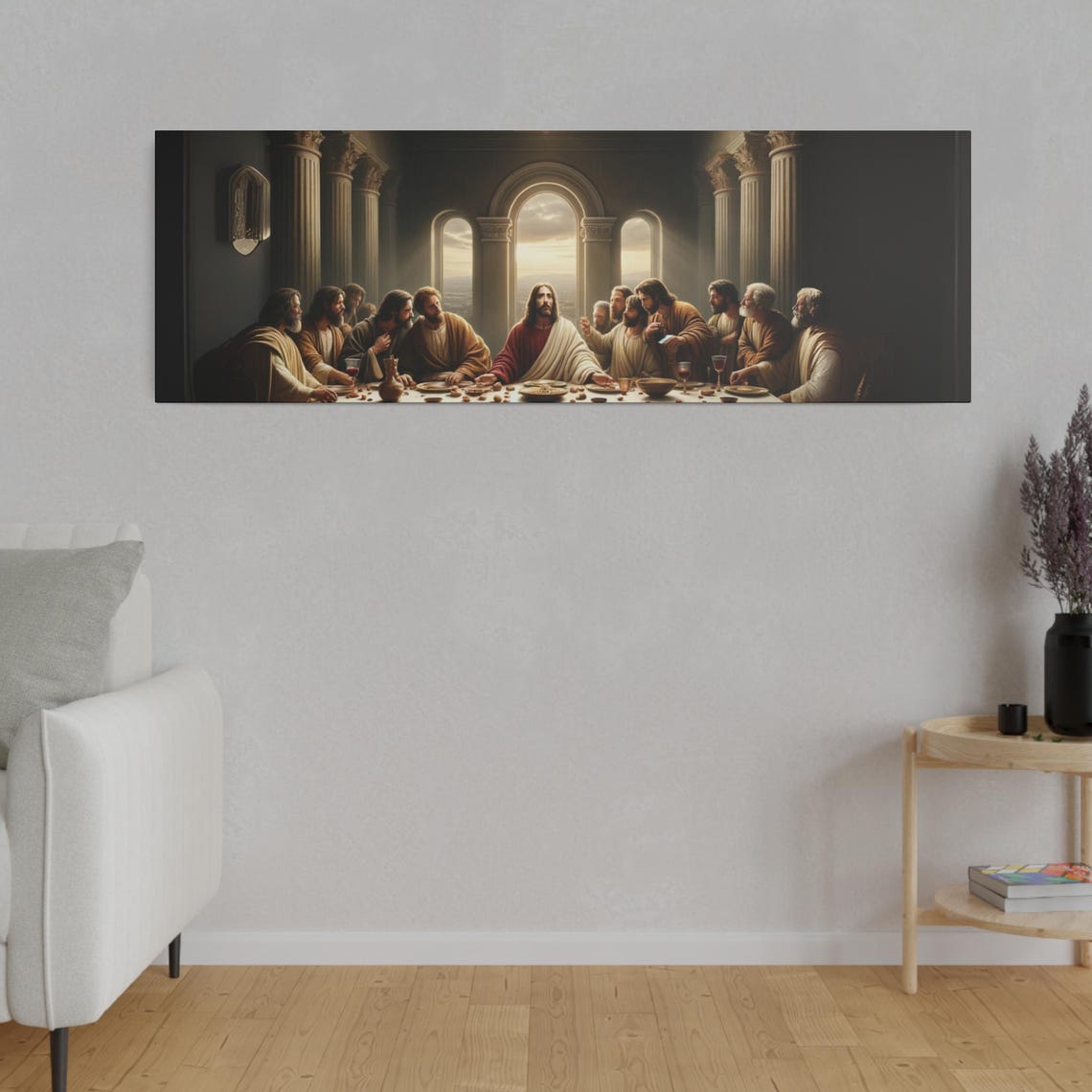 The Last Supper Side Angle Matte Painting Print Christian Inspired Artwork From Bible Stories Fast Shipping - Image 2