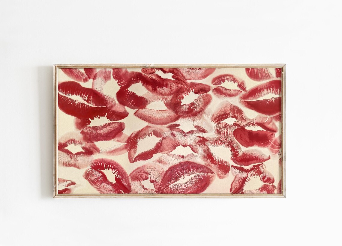 Red Lipstick Kiss Prints Bold Pop Art Romantic Valentines Wall Art