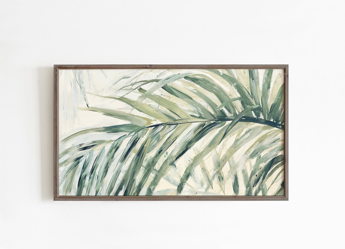 Abstract Palm Fronds Painting Sage Green Botanical Art Poster - Image 2