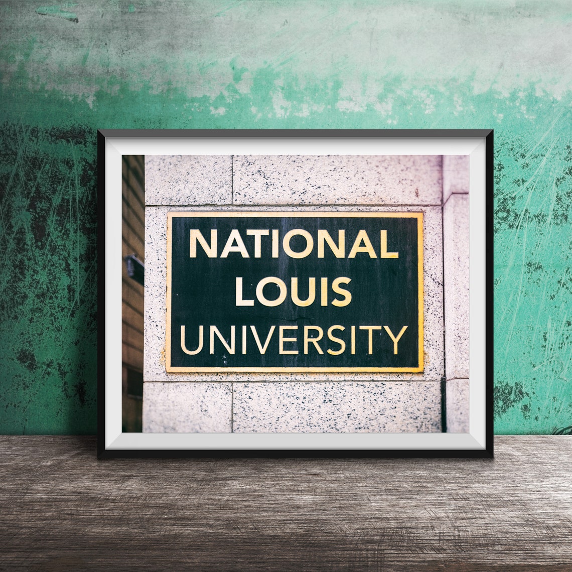 National Louis University Brass Plaque Chicago Photography Poster