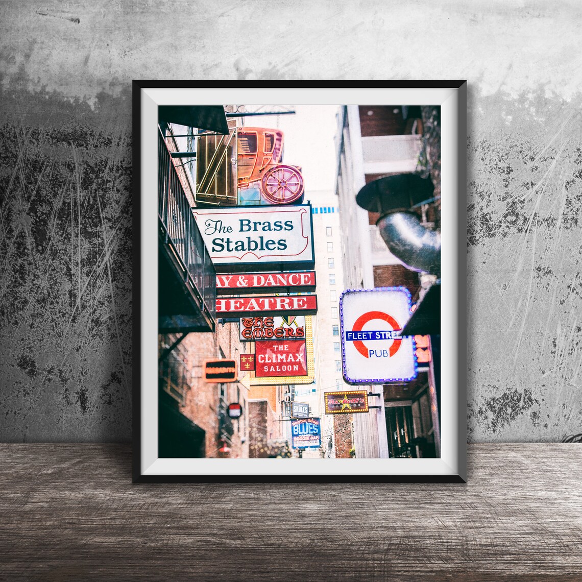 Nashville Bar Row Colorful Neon Signs Nightlife Photo Poster