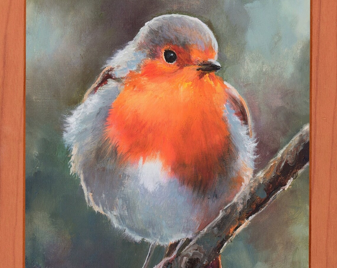 European Robin with a Bright Red Breast Perched on a Branch Poster - Image 5