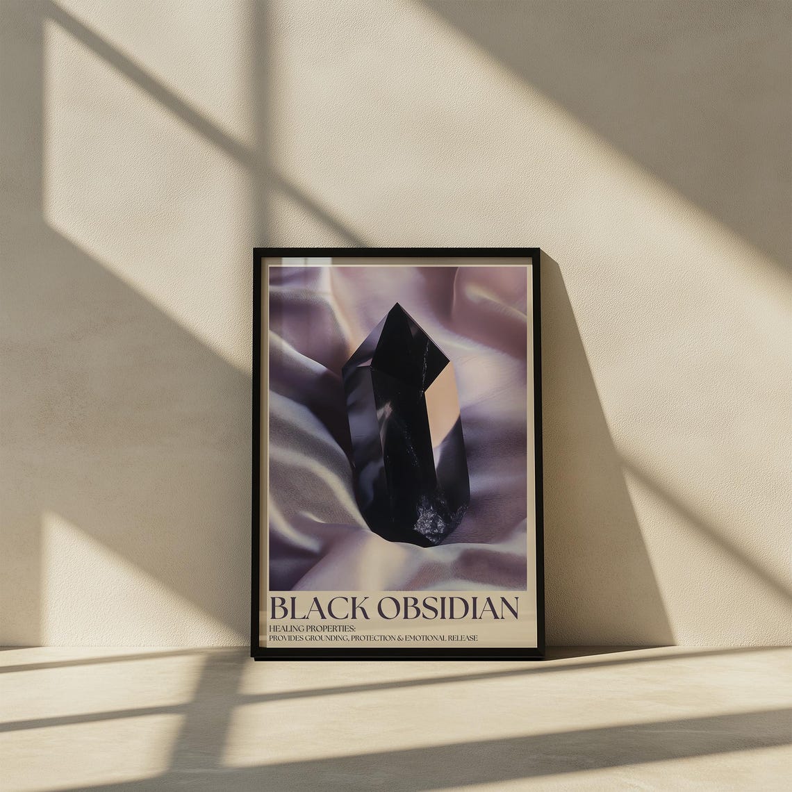 Black Obsidian Healing Crystal Grounding Protection Stone Poster