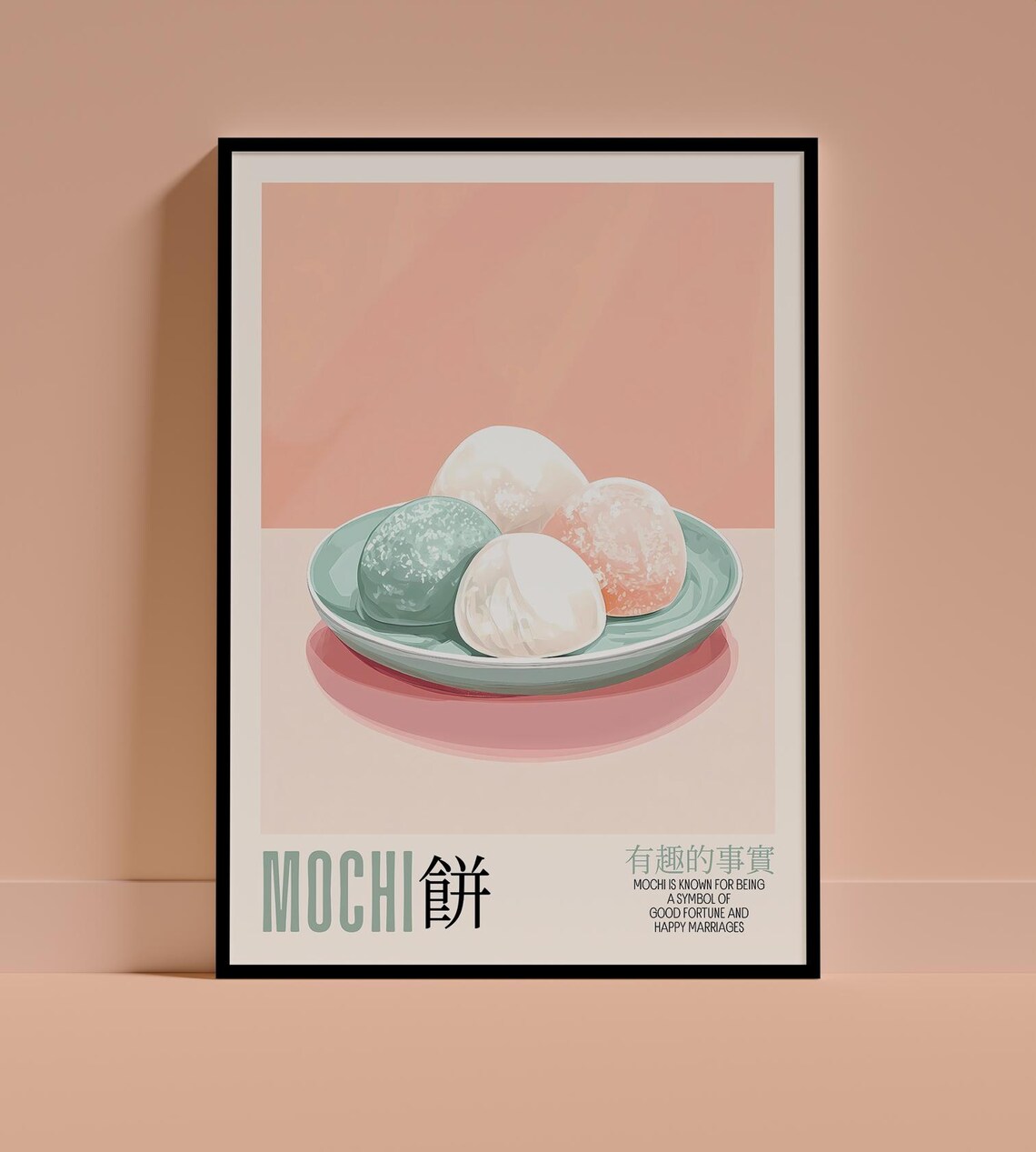 Japanese Mochi Dessert Fun Fact Colorful Foodie Kitchen Poster
