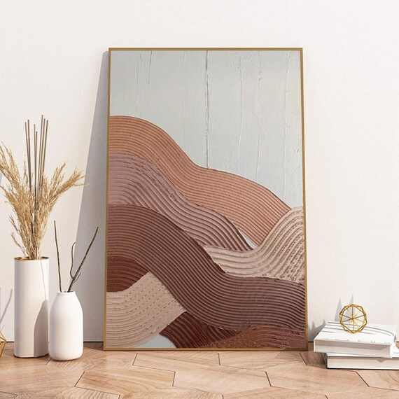 Pure Textured Wall Art Earth Textured Painting Earth Minimalist Wall Decor Beige Brown 3d Textured Painting Plaster Home Decor