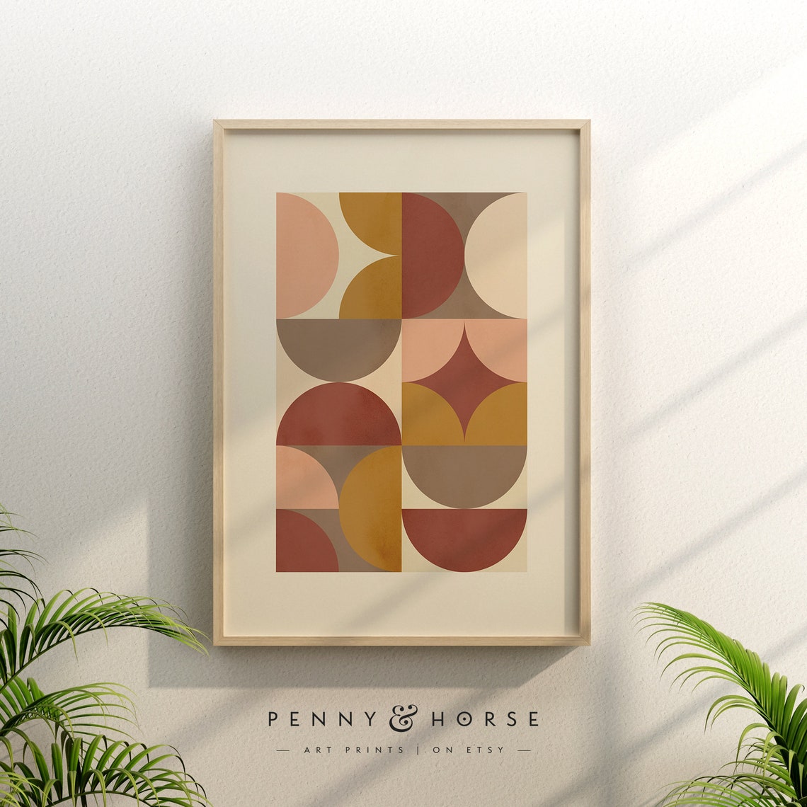 Geometric Boho Grid Print Minimal Scandi Shapes Neutral Warm Wall Art Muted Home Decor Abstract Print Modern Art - Image 2