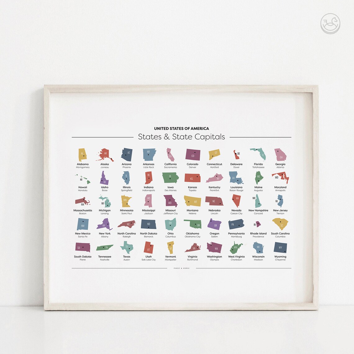 United States Map States and Capitals Educational Chart Poster - Image 3