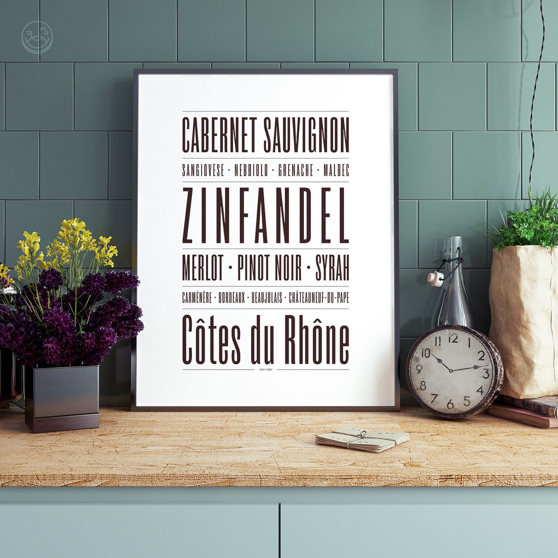 Red Wine Type Print, Wine Lover Kitchen Decor - Image 2