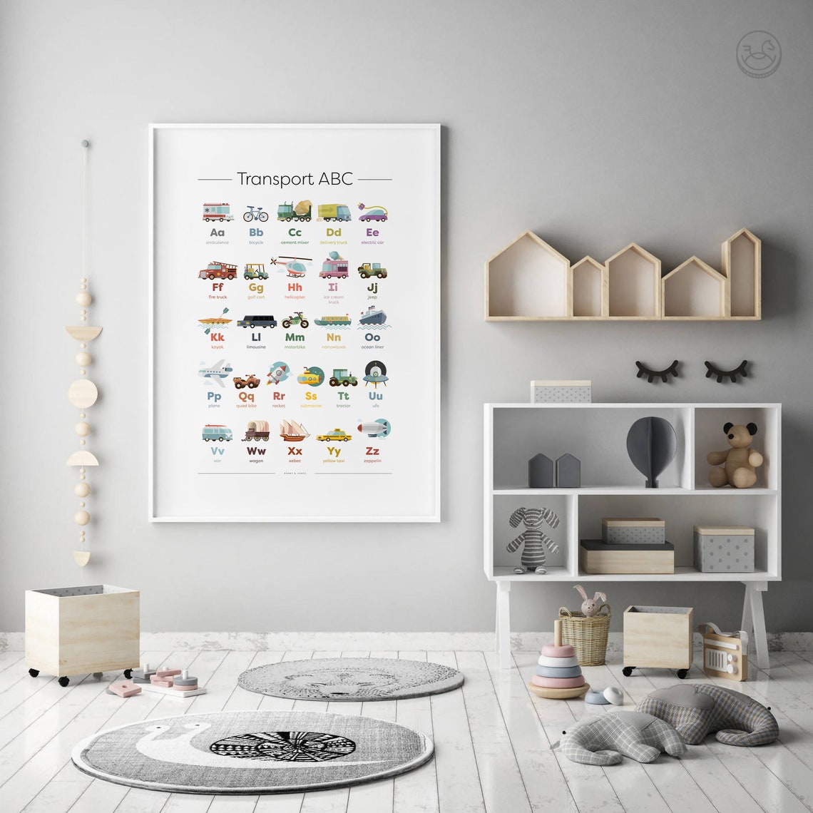 Transport ABC Vehicle Alphabet Educational Nursery Chart Poster - Image 2