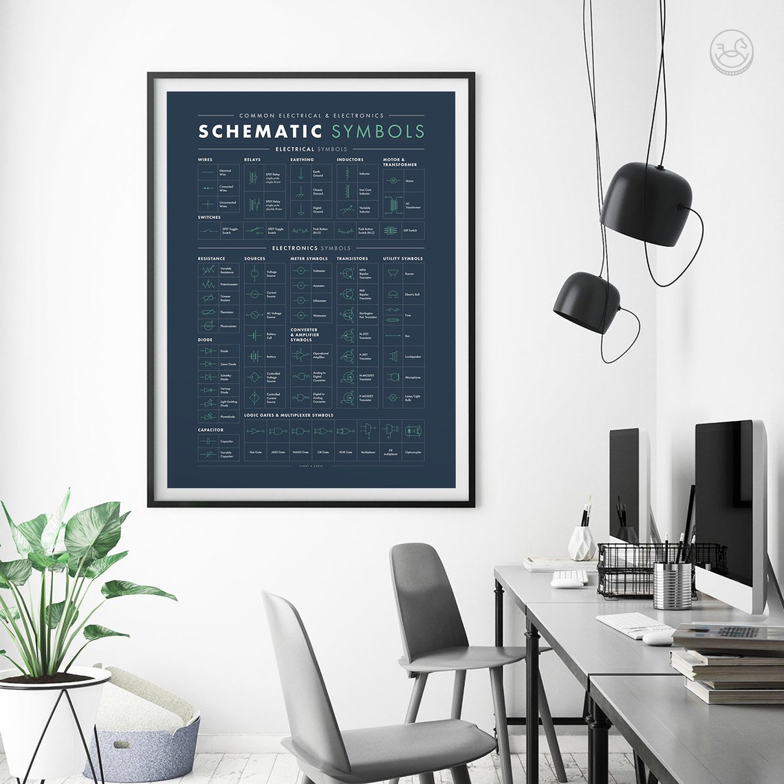 Common Schematic Symbols Print Electrical Electronics Poster Engineer Gift Ideas Engineer Reference Chart Components Diagram - Image 4