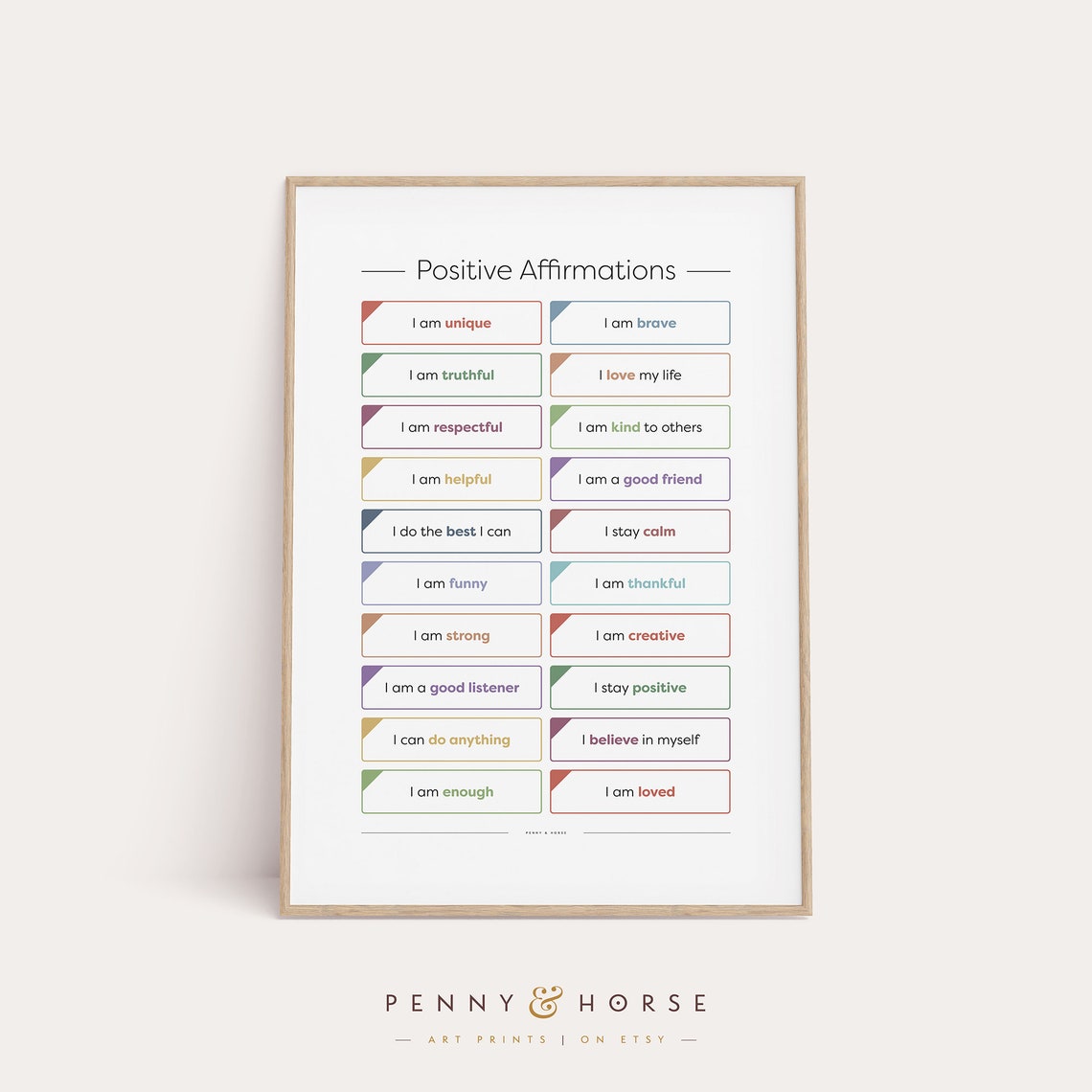 Positive Affirmations for Kids Colorful Encouraging Wall Art