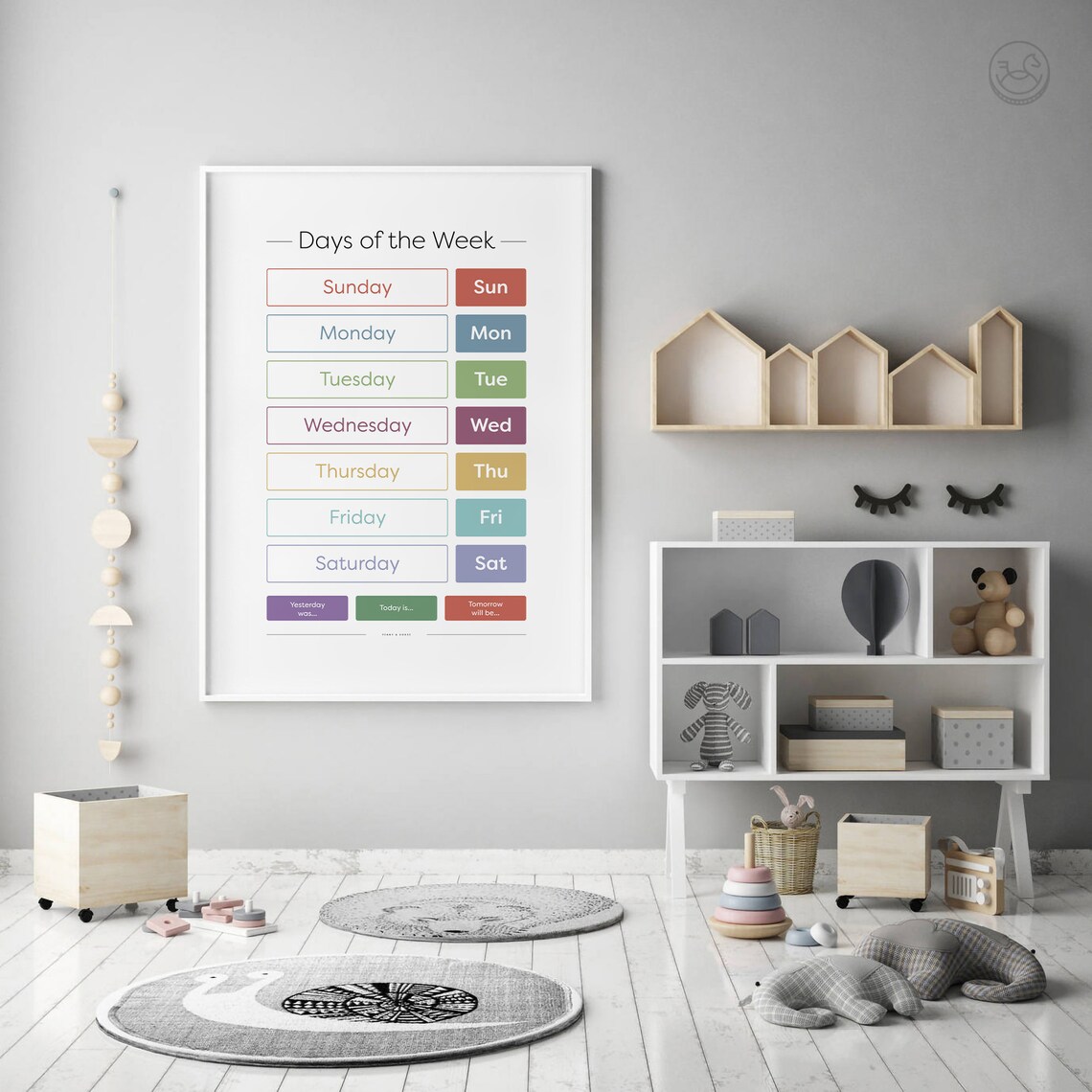 Colorful Days of the Week Learning Chart Poster for Kids Room - Image 4