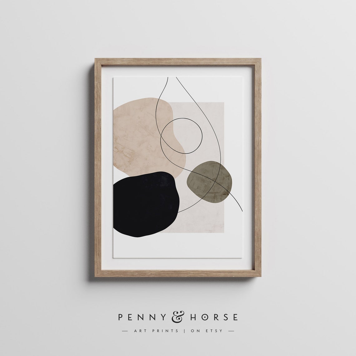 Boho Organic Shapes Abstract Neutral Beige Line Art Decor Poster - Image 3