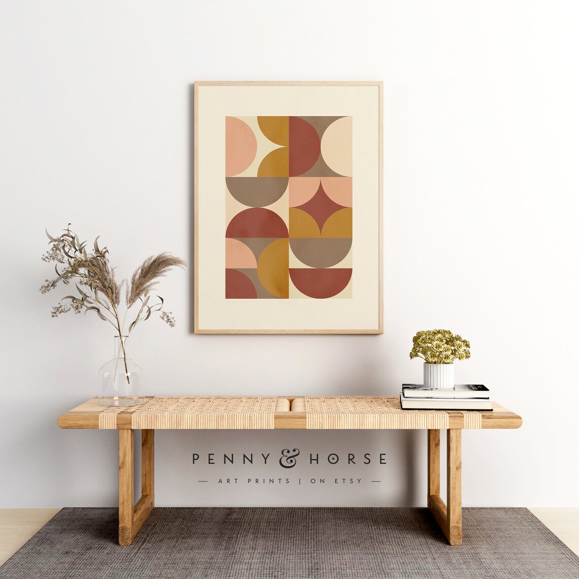 Geometric Boho Grid Print Minimal Scandi Shapes Neutral Warm Wall Art Muted Home Decor Abstract Print Modern Art - Image 4