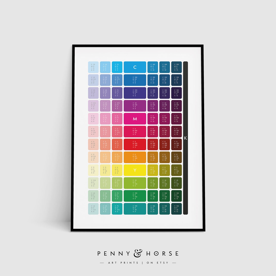 CMYK Color Reference Chart Graphic Designer Rainbow Swatch Poster
