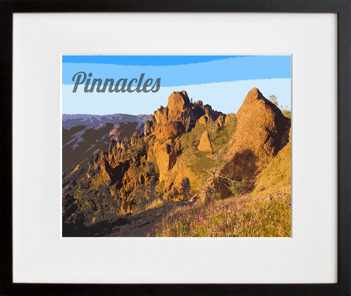 Pinnacles National Park Vintage Rocky Peaks Landscape Poster - Image 2