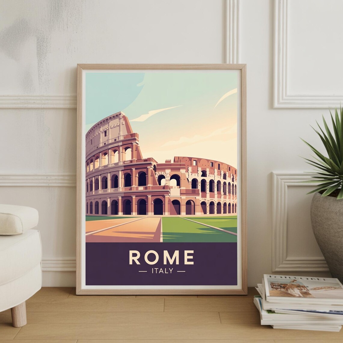 Rome Italy Colosseum Vintage Style Travel Poster Landmark Art